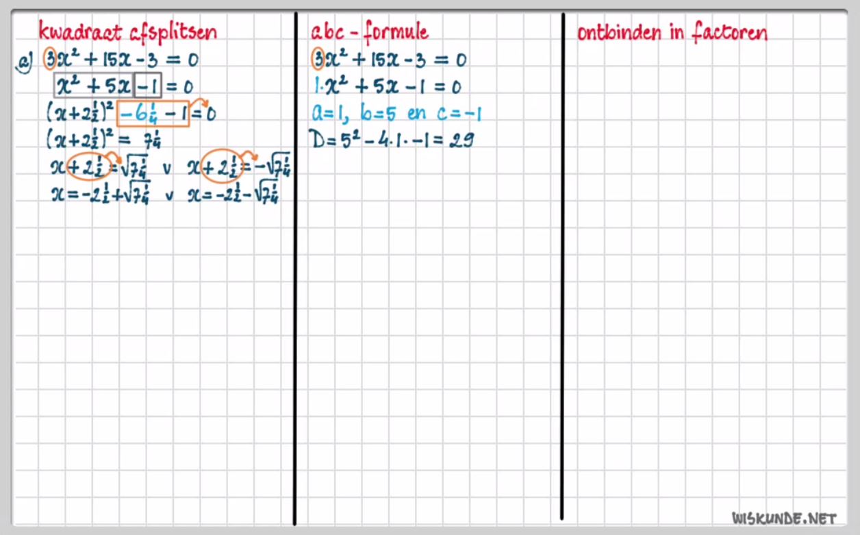 Kwadraatafsplitsen Opgave 27
