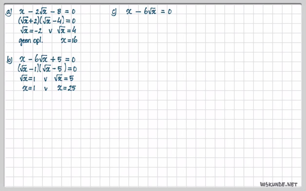 Wortelvergelijkingen Opgave 79