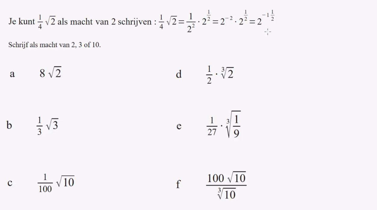 Machten met negatieve en gebroken exponenten Opgave 41