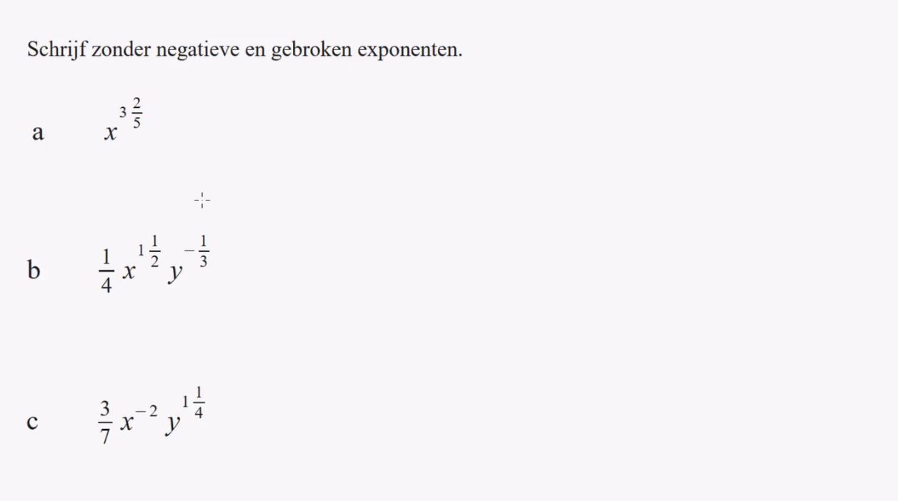 Machten met negatieve en gebroken exponenten Opgave 46