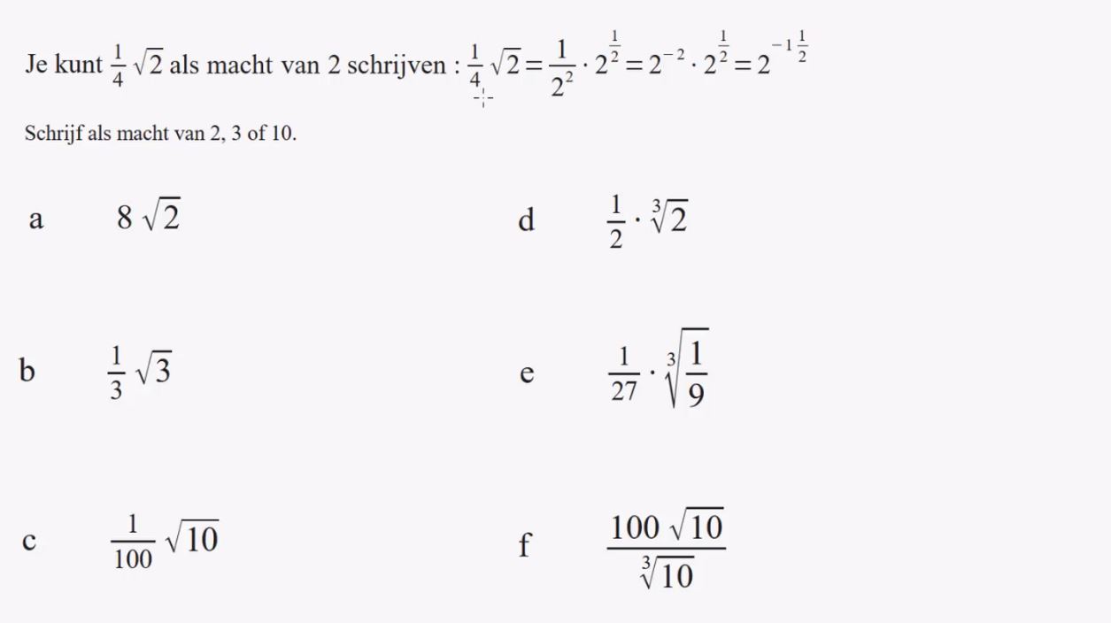 Machten met negatieve en gebroken exponenten Opgave 37