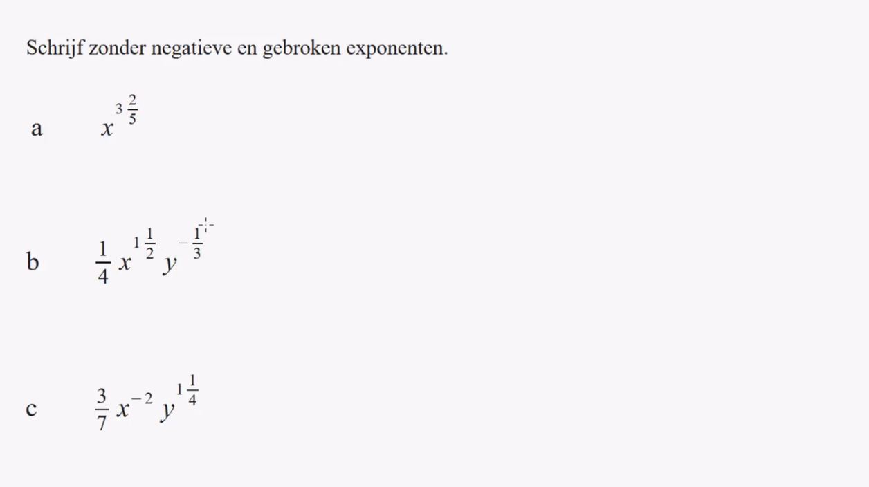 Machten met negatieve en gebroken exponenten Opgave 54