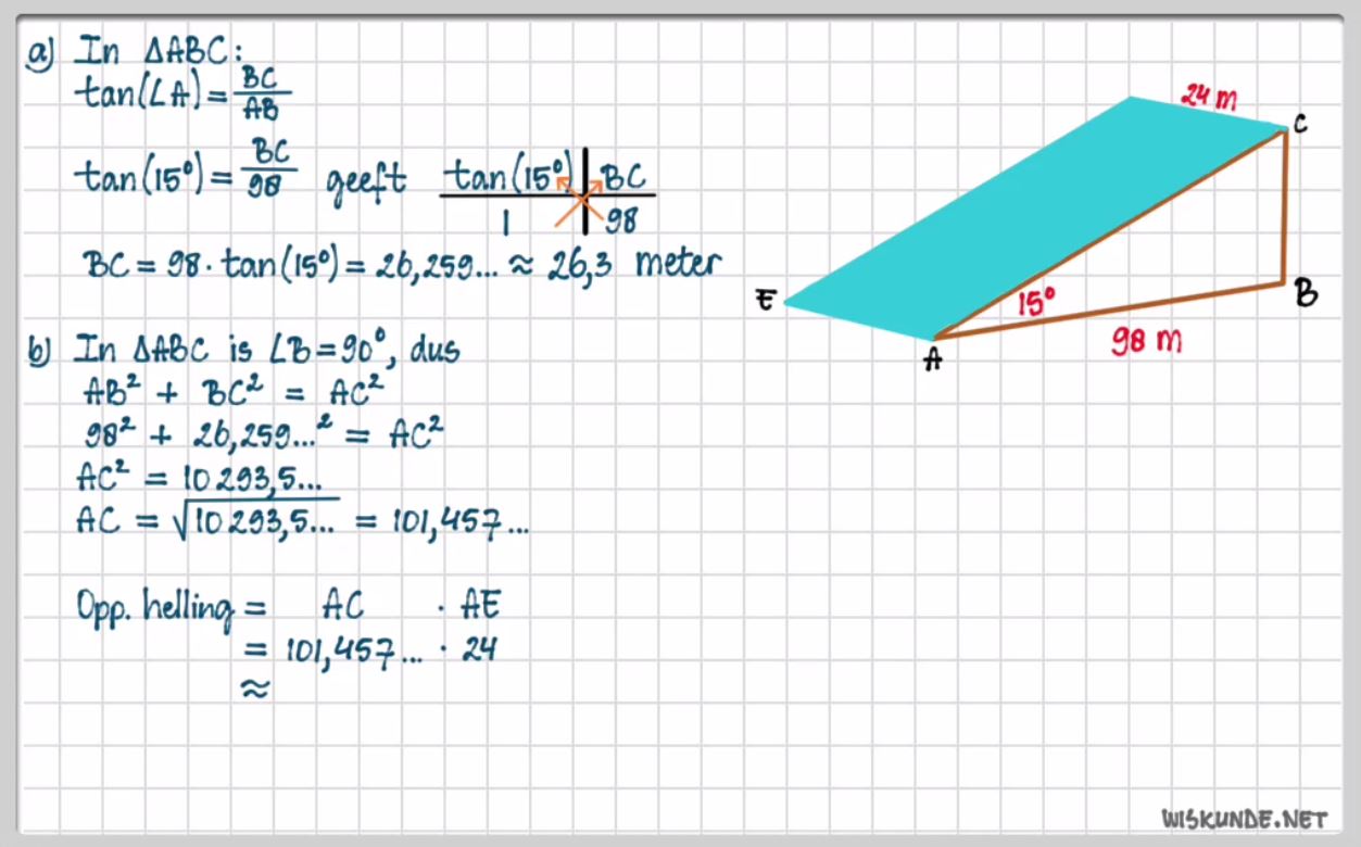 Tangens en hellingshoek Opgave 13