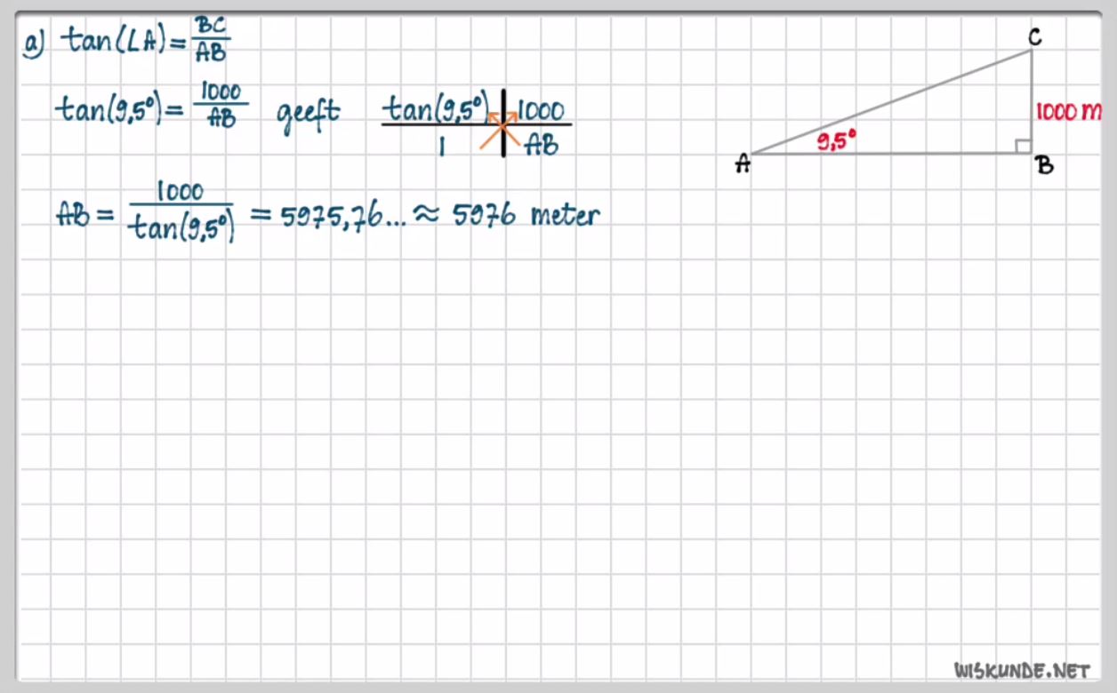 Tangens en hellingshoek Opgave 14