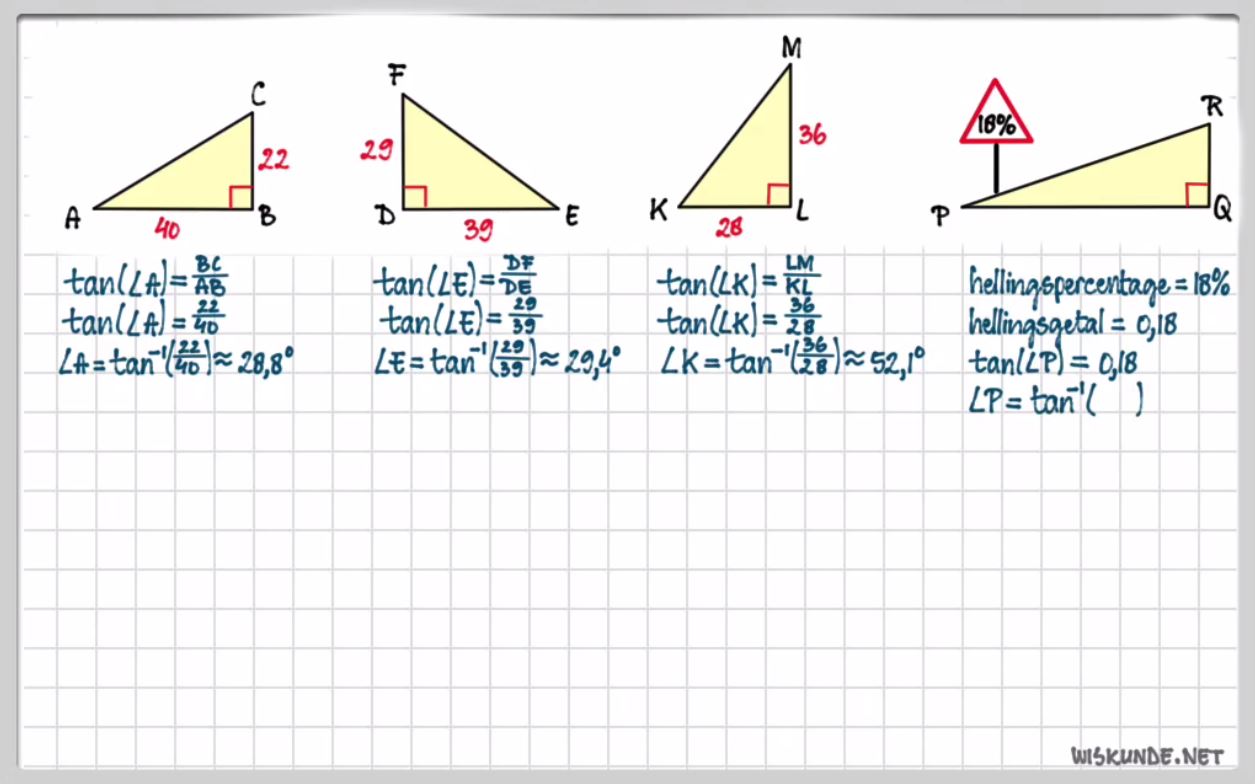 Tangens en hellingshoek Opgave 19