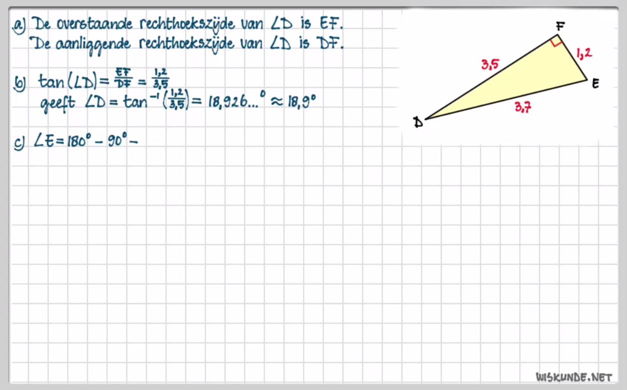 Berekeningen met de tangens Opgave 26