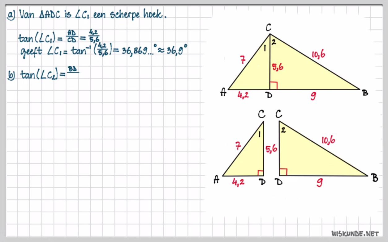 Berekeningen met de tangens Opgave 27