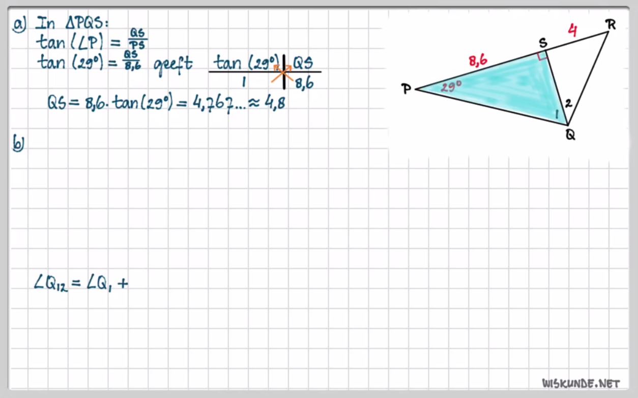 Berekeningen met de tangens Opgave 36