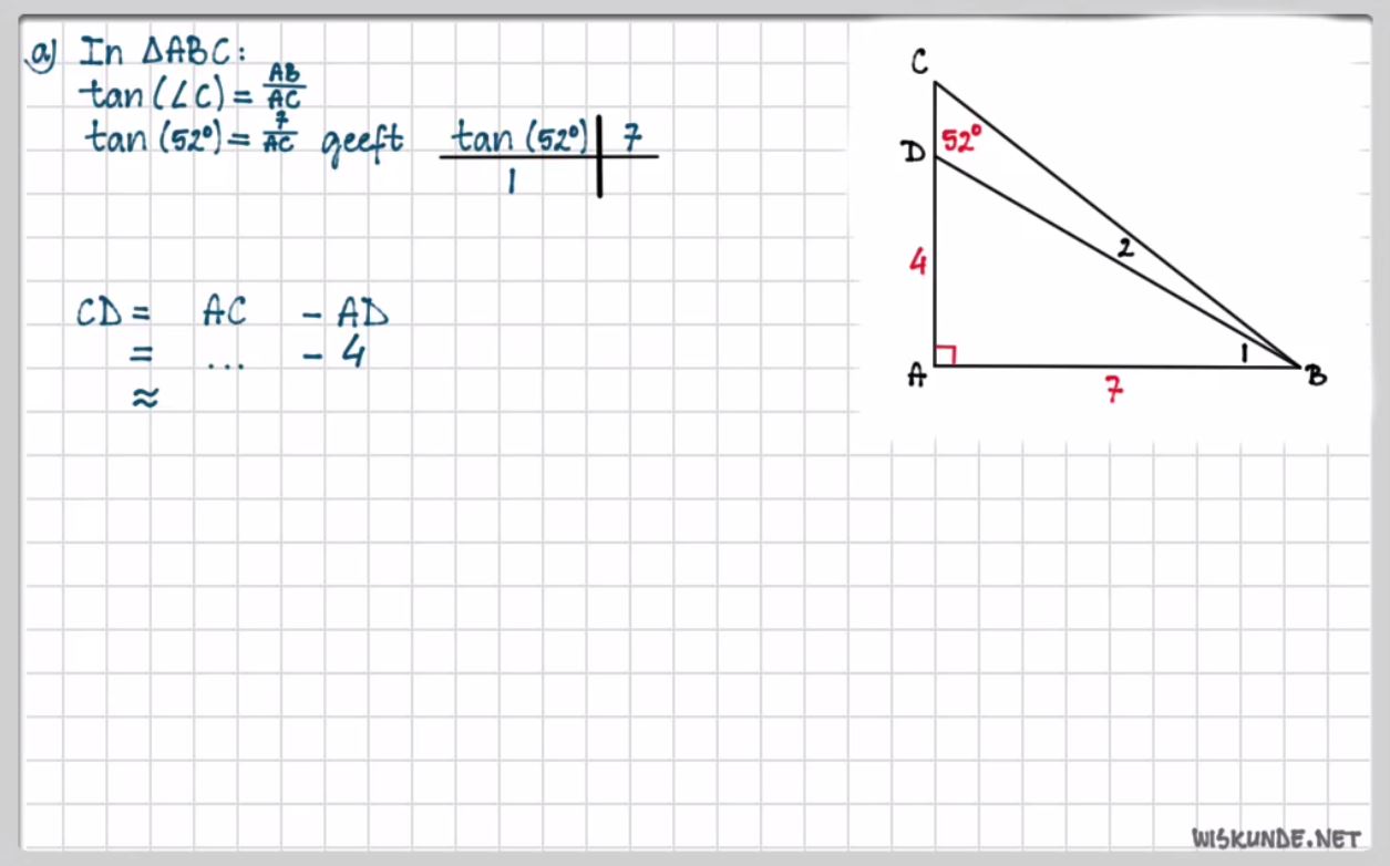 Berekeningen met de tangens Opgave 39