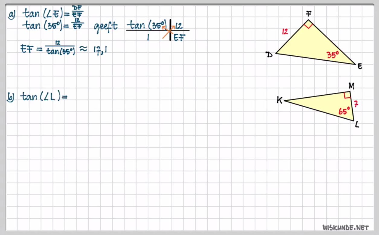 Berekeningen met de tangens Opgave 44