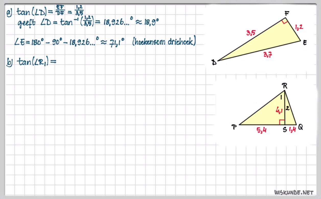 Berekeningen met de tangens Opgave 28