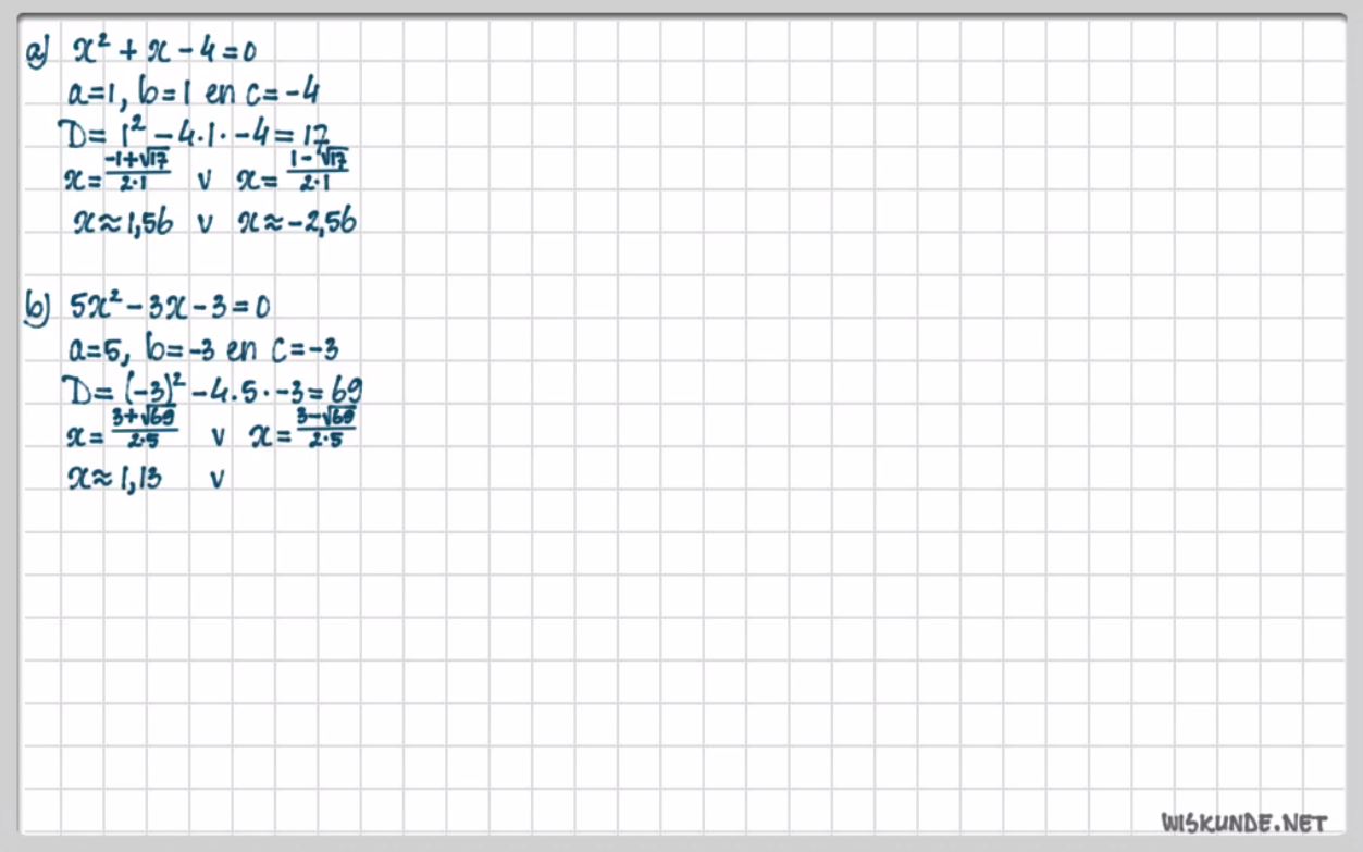 De abc-formule Opgave 18