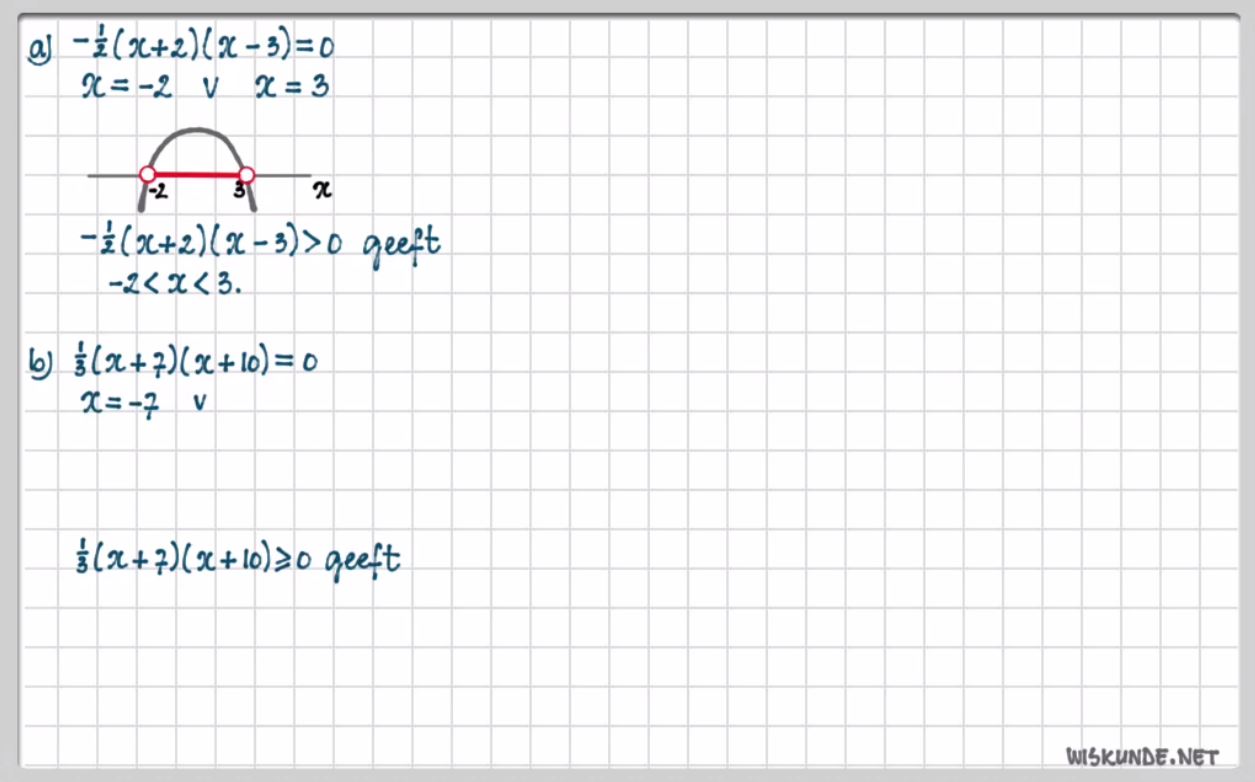 Kwadratische ongelijkheden Opgave 37