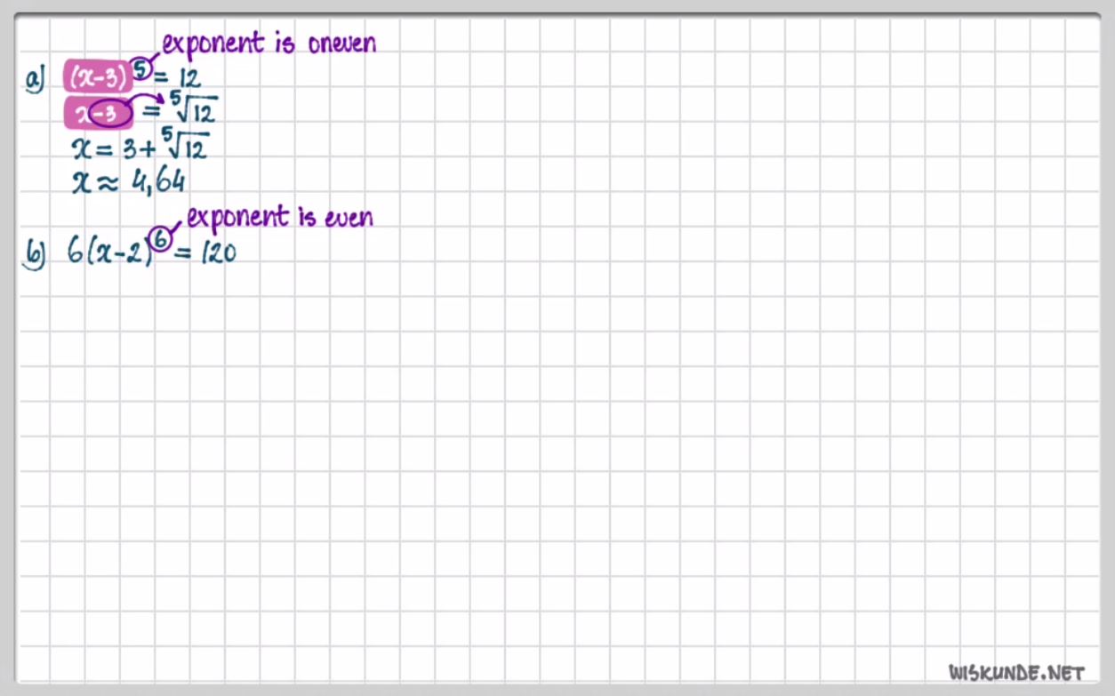 Hogeremachtsvergelijkingen Opgave 62
