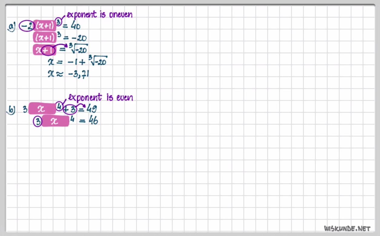 Hogeremachtsvergelijkingen Opgave 63