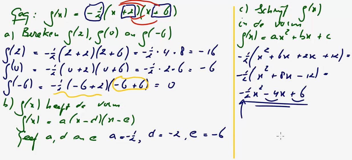De parabool y = a(x - d)(x - e) Opgave 34