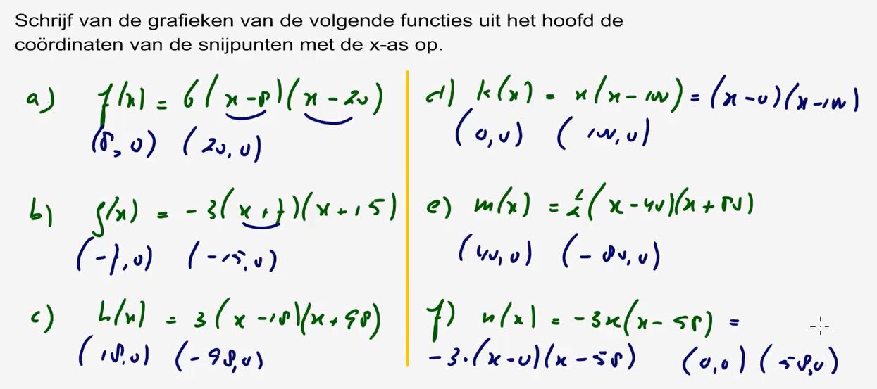 De parabool y = a(x - d)(x - e) Opgave 38