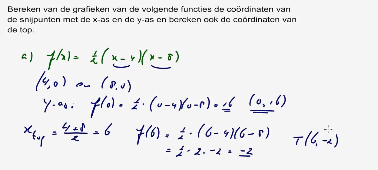 De parabool y = a(x - d)(x - e) Opgave 39