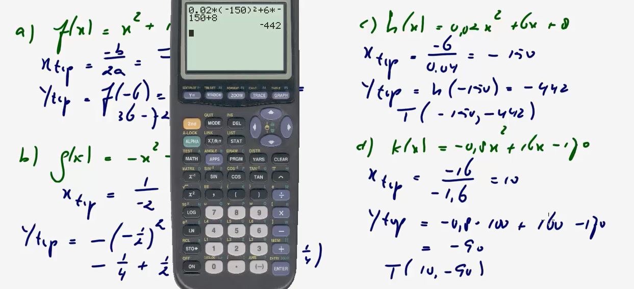De top van de parabool y = ax<sup>2</sup> + bx + c Opgave 61