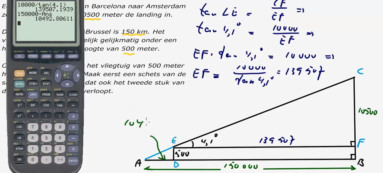 Berekeningen met de tangens Opgave 54