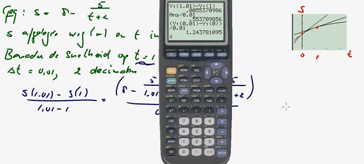 Differentiequotienten en snelheden Opgave 43