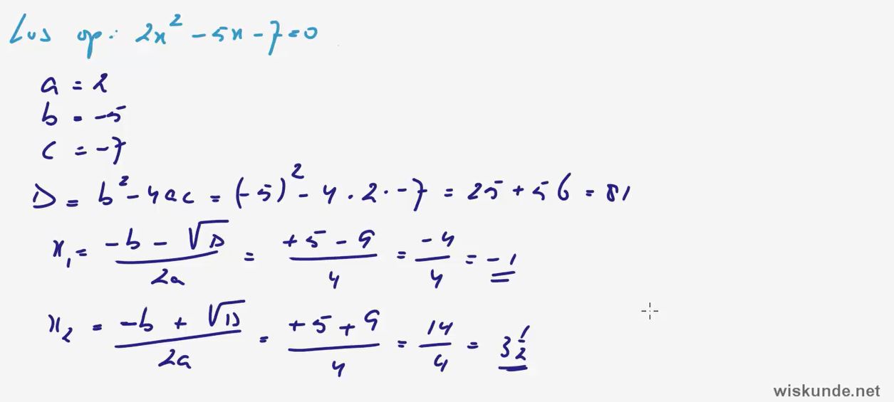 De abc-formule Opgave 16