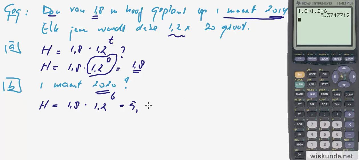 Exponentiële groei opgave 3