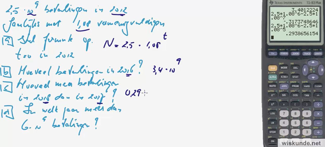 Exponentiële groei opgave 7